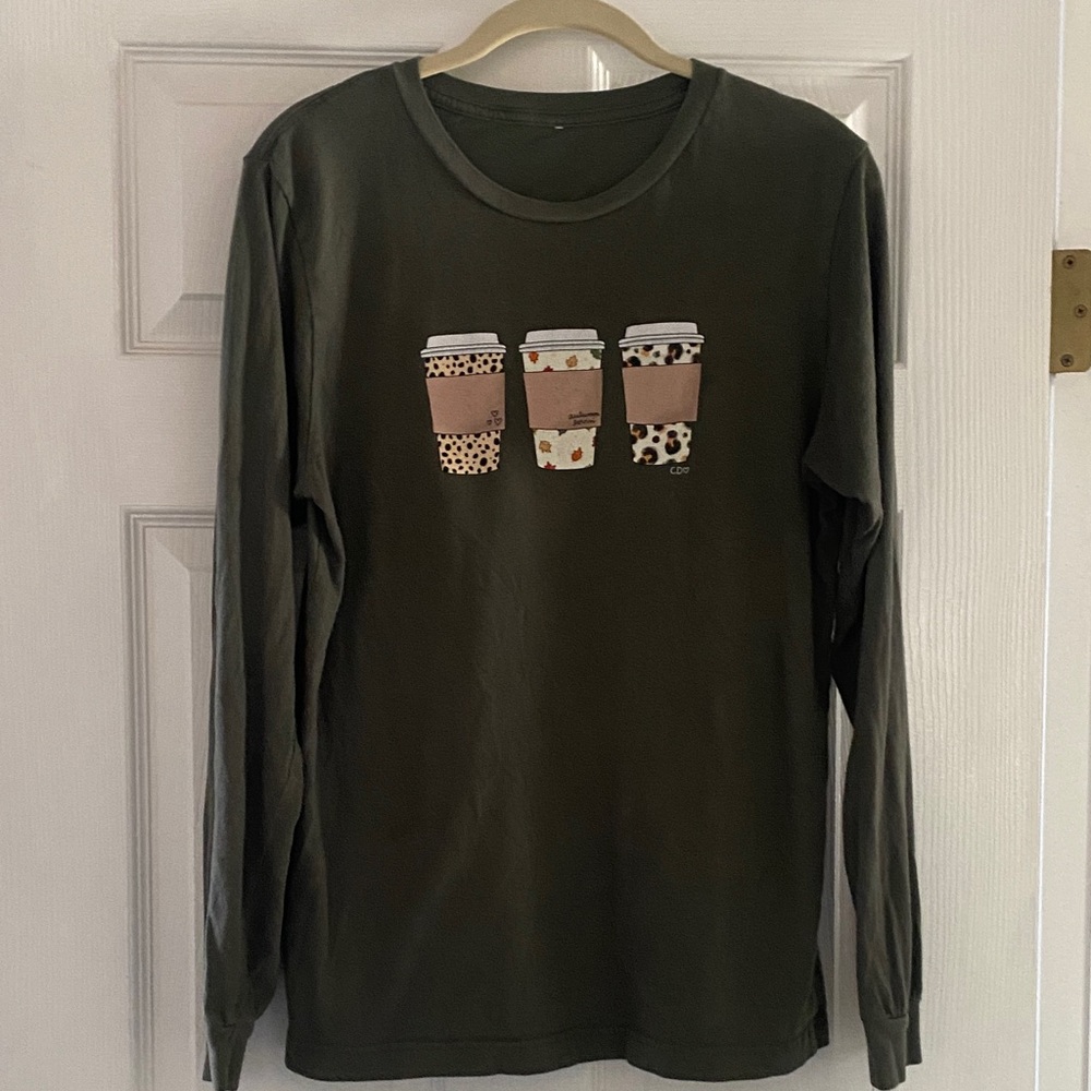 Callie Danielle Green Long Sleeve Coffee Graphic Tee